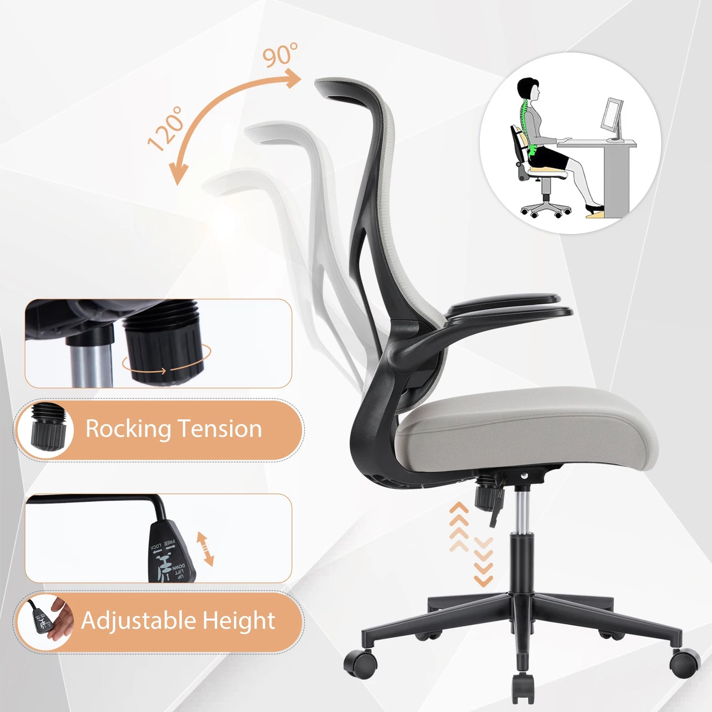 Ergonomic Mesh Lumbar Support Office Desk Computer Chair - Alia's Home Things  