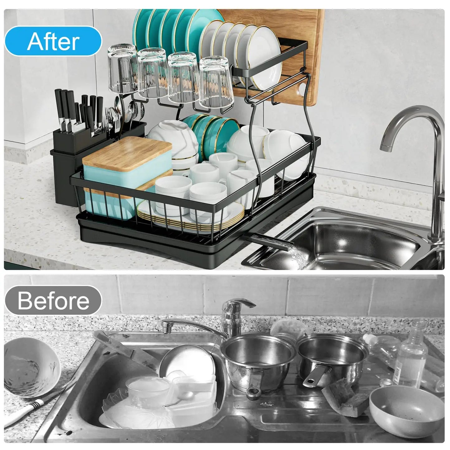 Large 2-tier dish drying rack - Alia's Home Things  