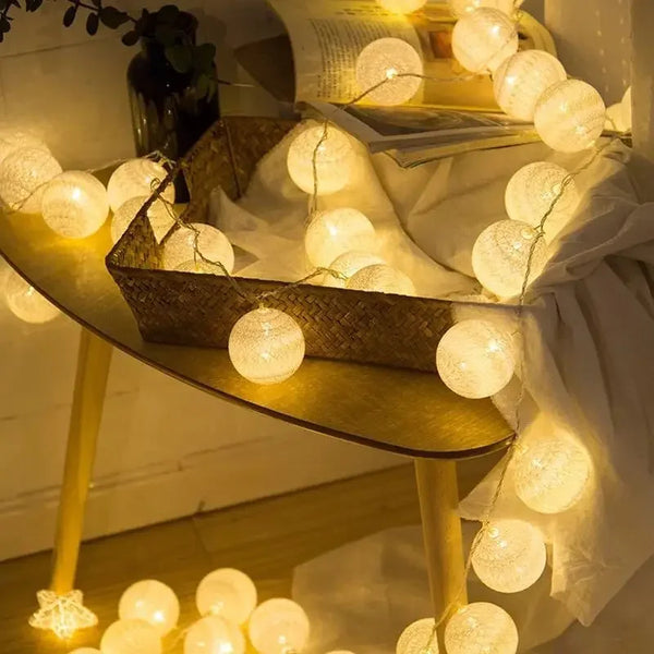 USB/Battery Powered Cotton Balls Fairy String Lights - Alia's Home Things  