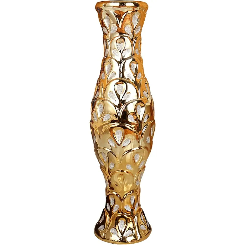 24-inch high gold ceramic floor vase - Alia's Home Things  