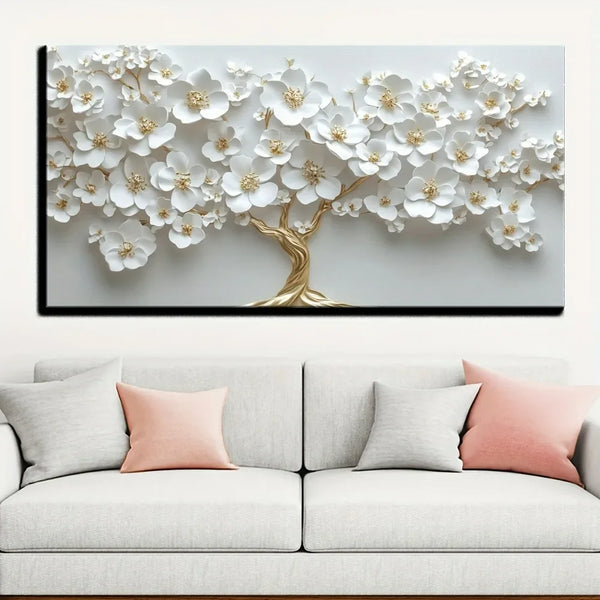 1 Nordic white flower oil painting on canvas - Alia's Home Things  