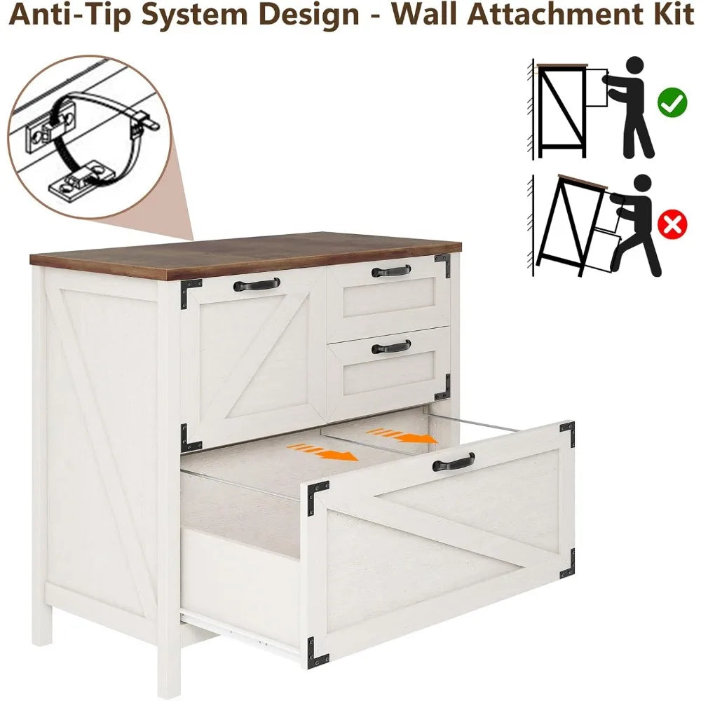 Lateral File Cabinet with 4 Drawers Farmhouse - Alia's Home Things  