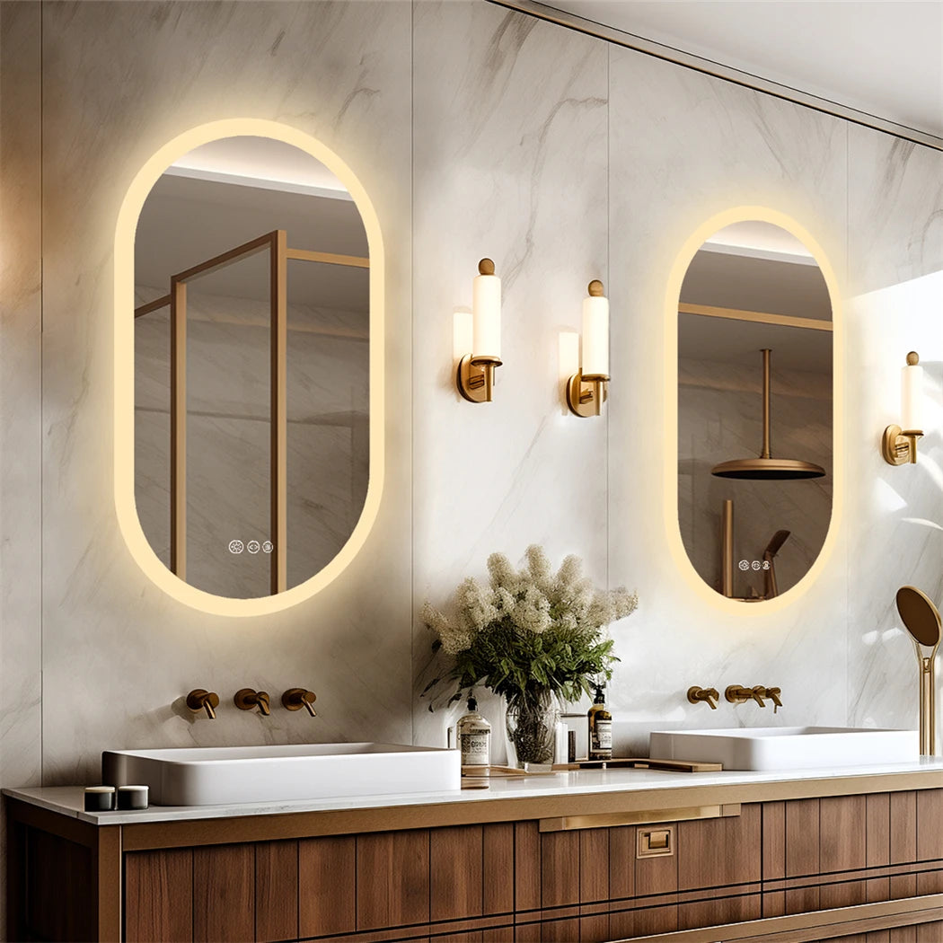 Oval LED Bathroom Mirror Smart Mirrors Dimmable 3 Colors - Alia's Home Things  