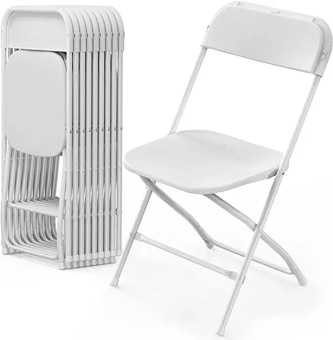 Plastic Folding Chairs Stackable - White/Black - Alia's Home Things  