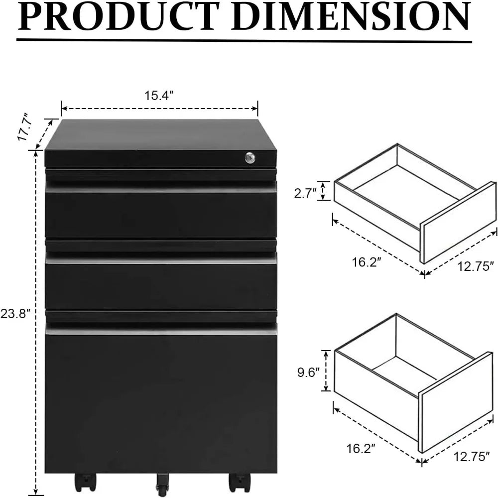 3-Drawer Metal Filing Cabinet - Alia's Home Things  