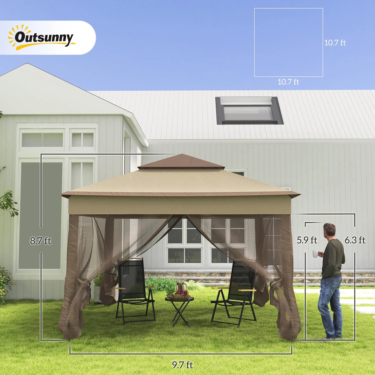 11' X 11' Outdoor 2-Tier Pop-up Gazebo Portable - Alia's Home Things  