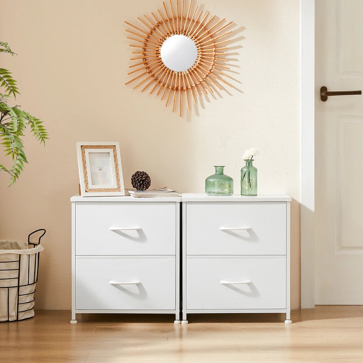 Nightstand With 2 Fabric Drawers - Alia's Home Things  