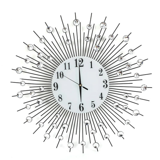 Vintage Metal Sunburst Round Wall Clock Large Morden - Alia's Home Things  
