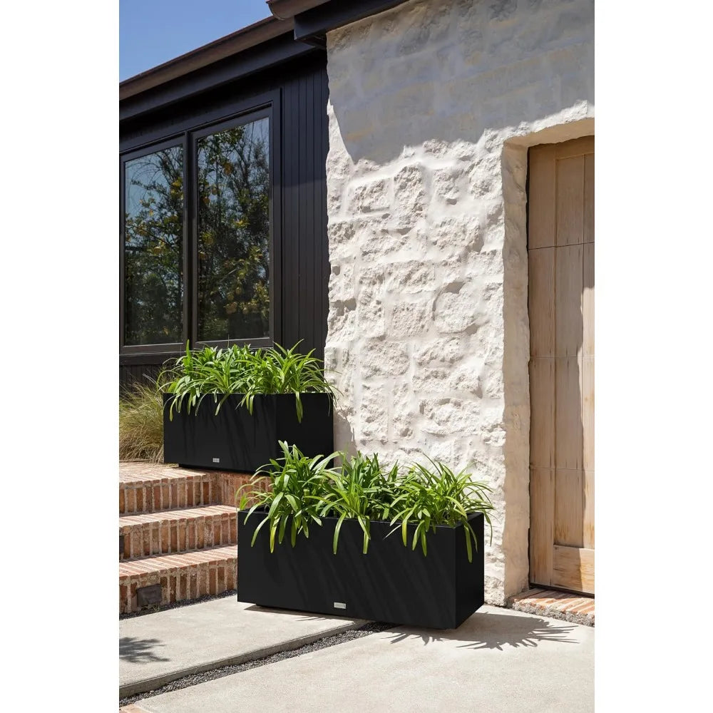 Block Series Long Box Planter Durable All-Weather Use - Alia's Home Things  