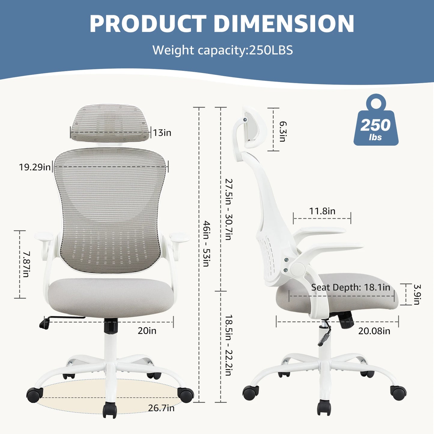JHK Mesh Ergonomic Office Desk Chair Flip-up Arms - Alia's Home Things  