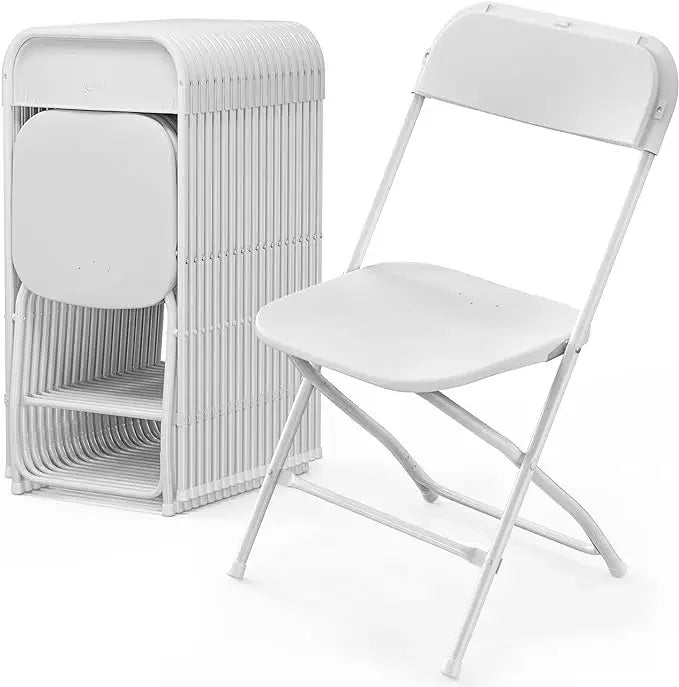 Plastic Folding Chairs Stackable - White/Black - Alia's Home Things  