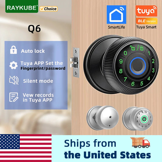 Fingerprint Door Lock Round Knob - Alia's Home Things  
