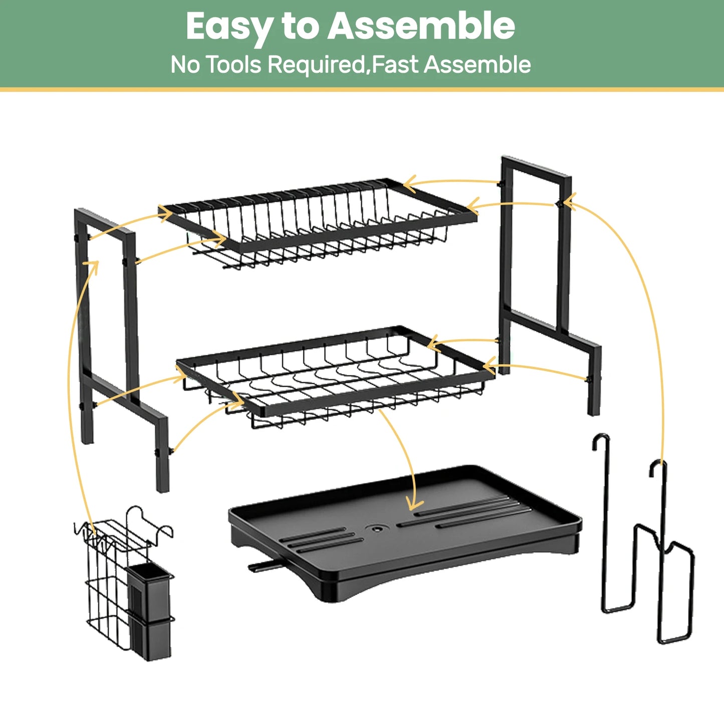 Dish Drainer Rack 2 Tier Rustproof - Alia's Home Things  