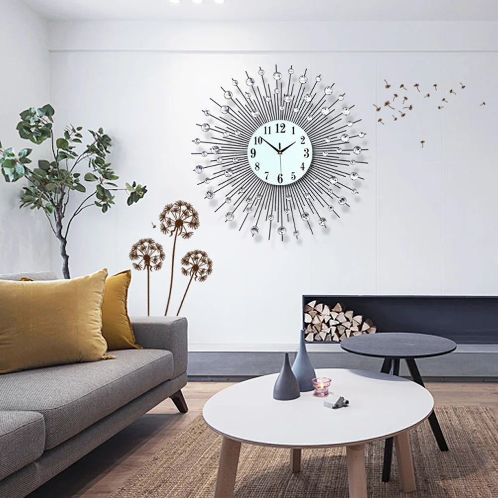 Vintage Metal Sunburst Round Wall Clock Large Morden - Alia's Home Things  