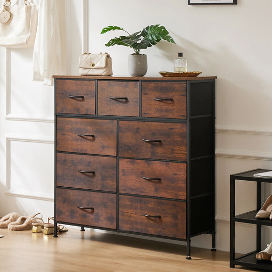 Dresser For Bedroom With 9 Fabric Storage Drawers - Alia's Home Things  