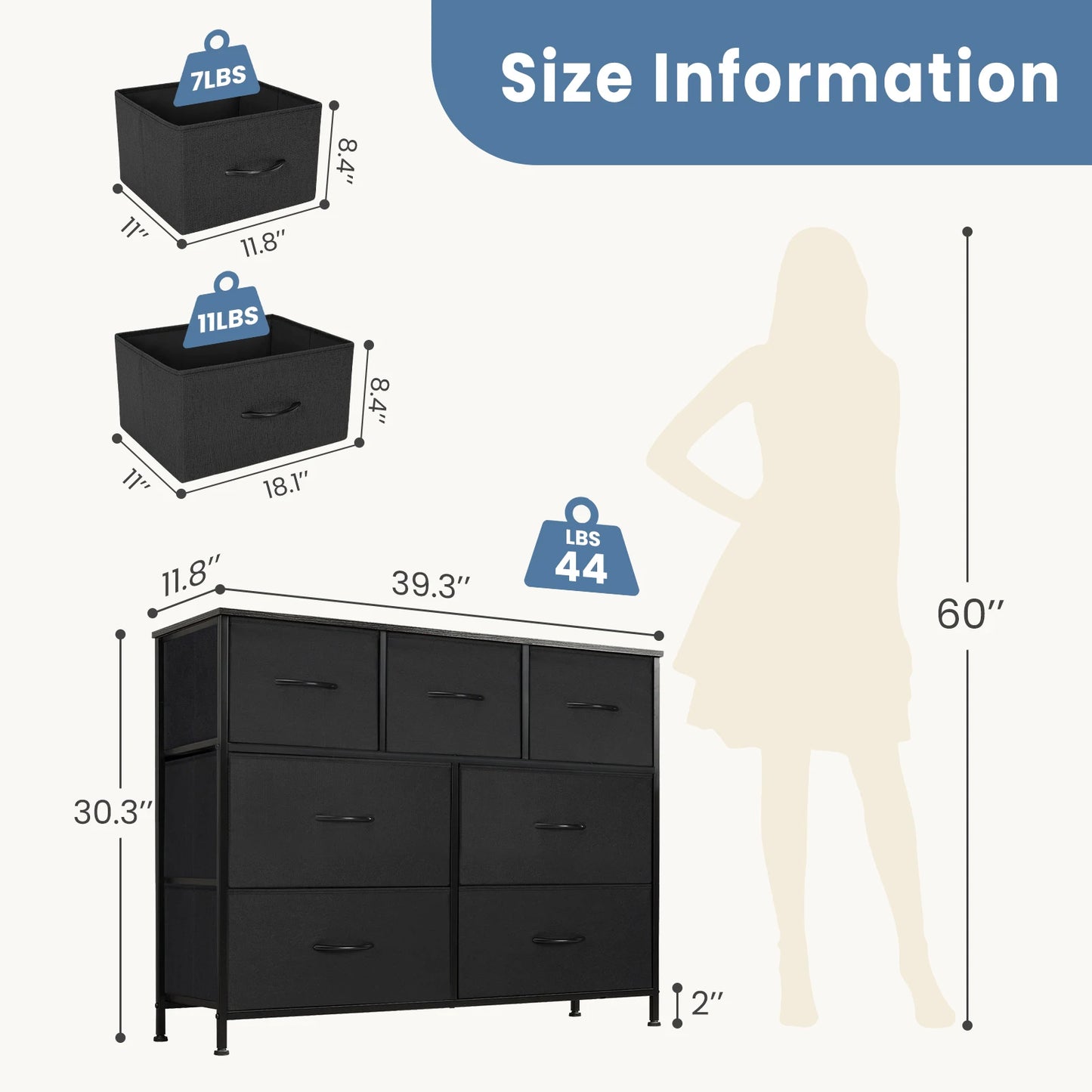 Desser For Bedroom With 7 Fabric Drawers - Alia's Home Things  