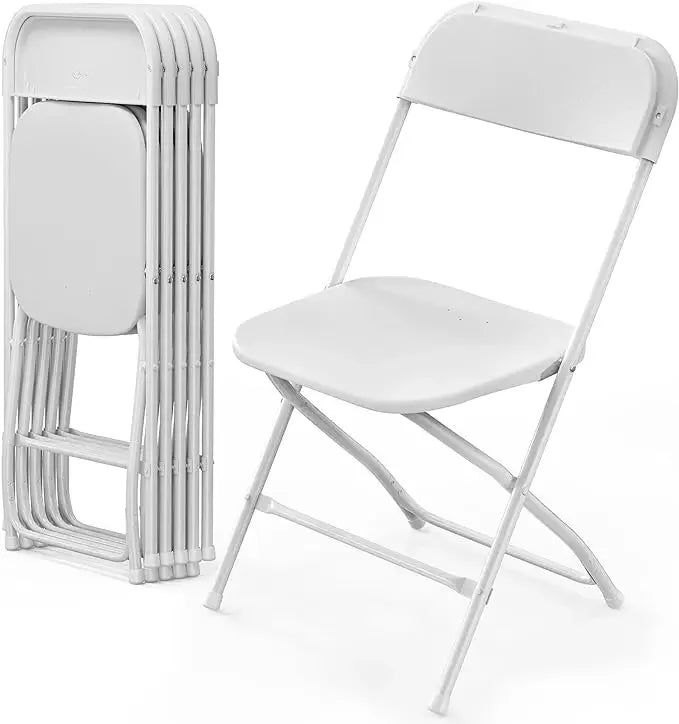 Plastic Folding Chairs Stackable - White/Black - Alia's Home Things  