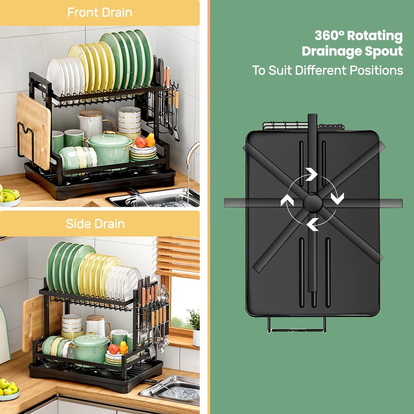 Dish Drainer Rack 2 Tier Rustproof - Alia's Home Things  