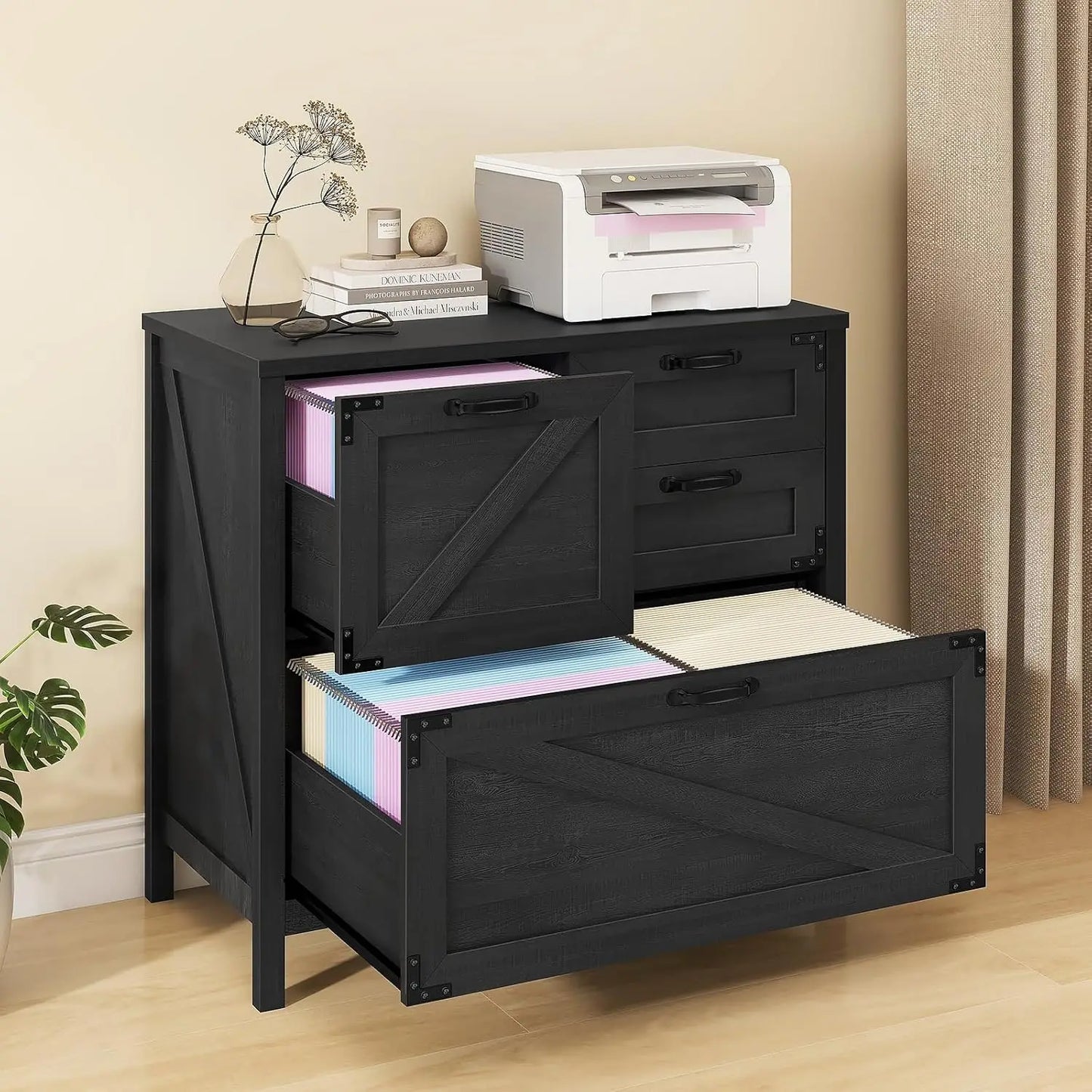 Lateral File Cabinet with 4 Drawers Farmhouse - Alia's Home Things  
