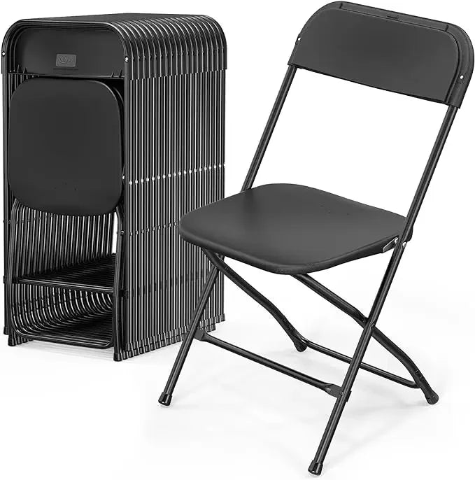 Plastic Folding Chairs Stackable - White/Black - Alia's Home Things  