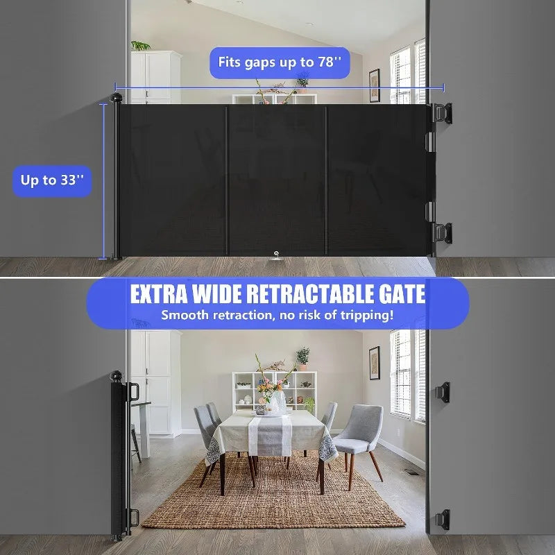 Extended Retractable Baby Gate, 78 Inch Extra Wide - Alia's Home Things  