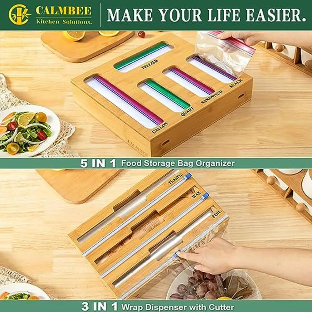 Kitchen Wrap Dispenser Storage Bag Organizer Wall Mounted - Alia's Home Things  