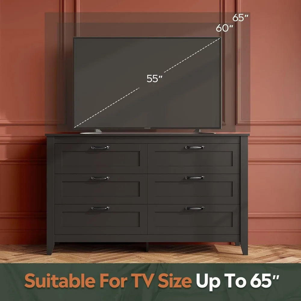6 Drawer Dresser, Retro with Metal Handle - Alia's Home Things  