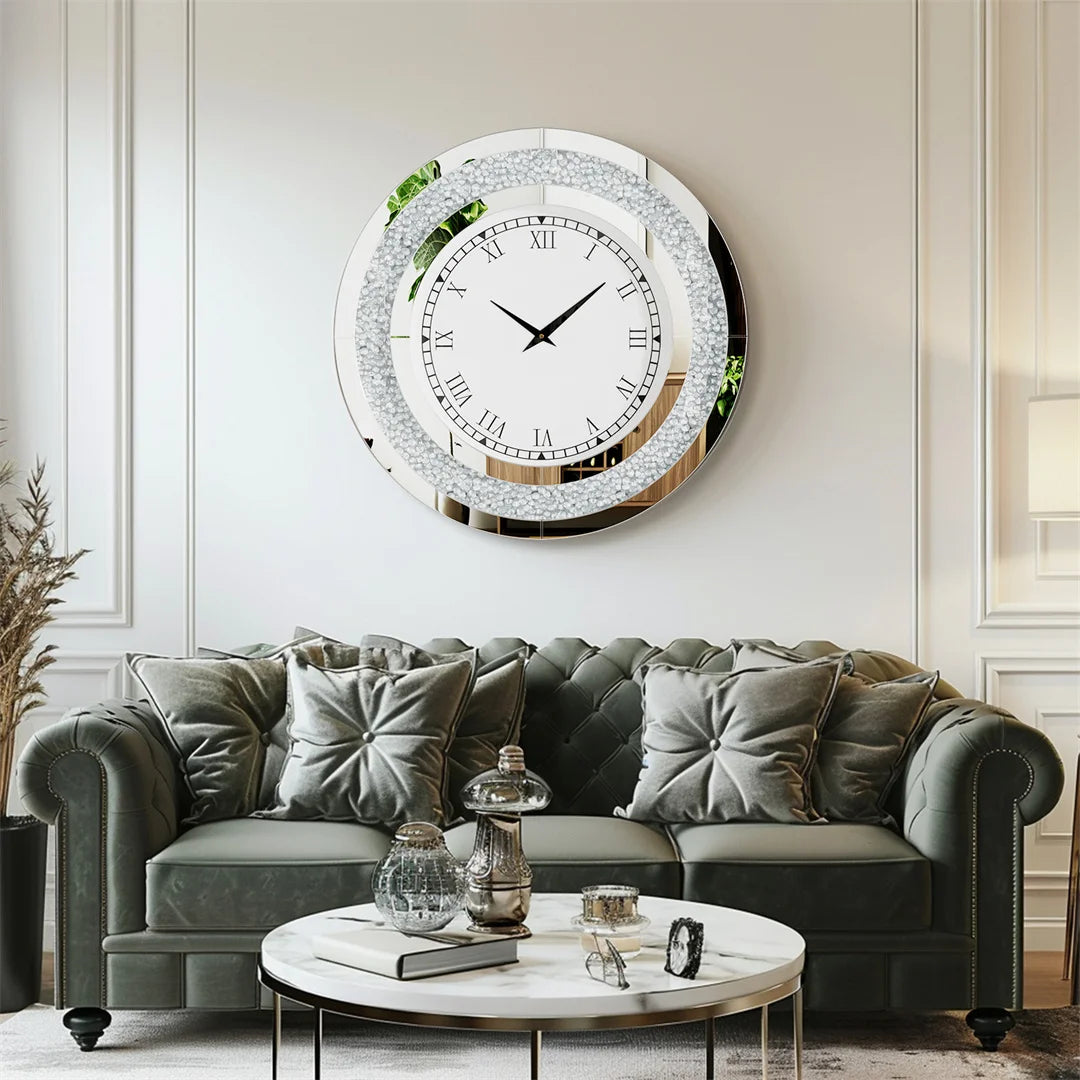 LUVODI Sparkle Bling Round Diamond Wall Clock - Alia's Home Things  