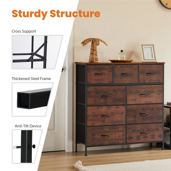Dresser For Bedroom With 9 Fabric Storage Drawers - Alia's Home Things  