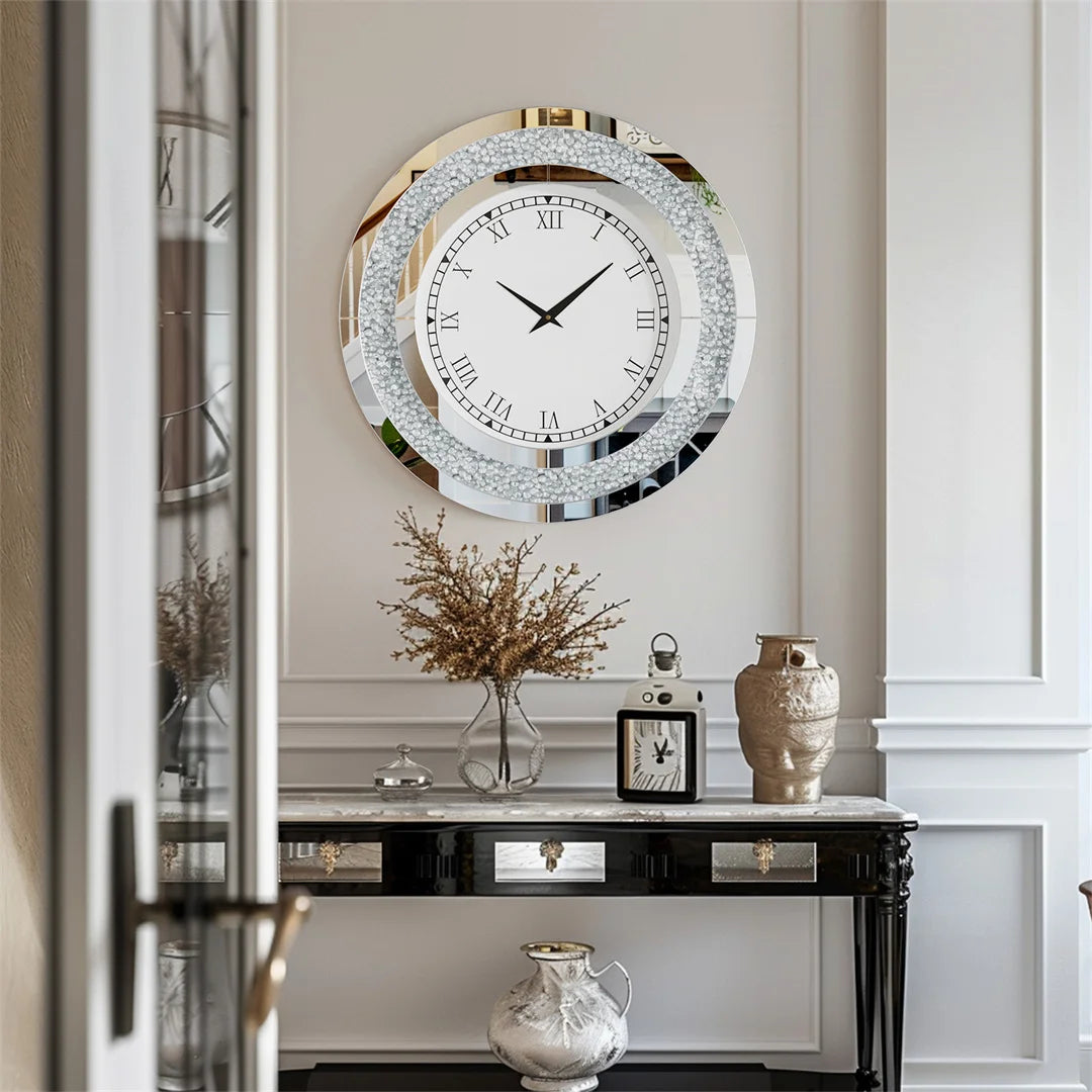 LUVODI Sparkle Bling Round Diamond Wall Clock - Alia's Home Things  