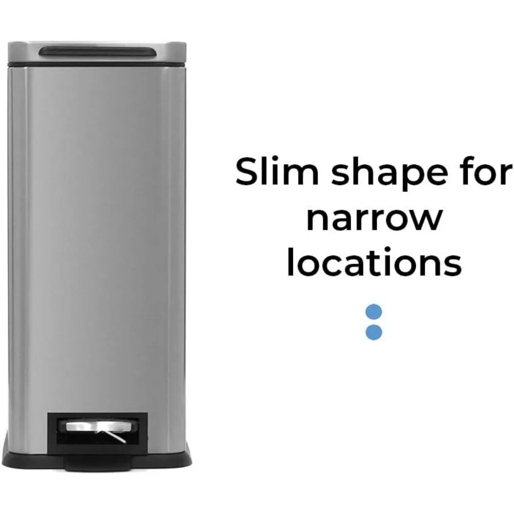 8 Gallon Slim Kitchen Trash Can, Stainless Steel - Alia's Home Things  