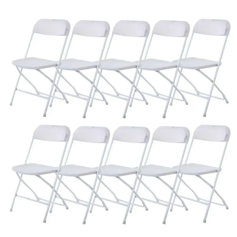 Plastic Folding Chairs Stackable - White/Black - Alia's Home Things  
