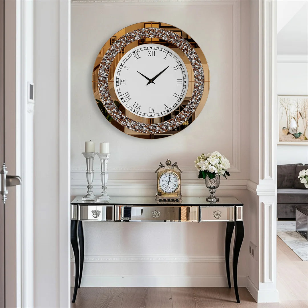 LUVODI Sparkle Bling Round Diamond Wall Clock - Alia's Home Things  