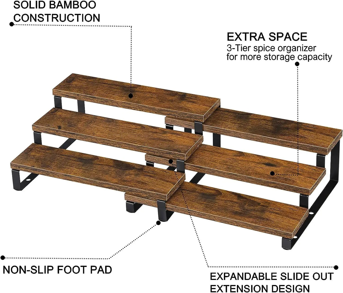 3-Tier Wooden Spice Rack Organizer - Alia's Home Things  