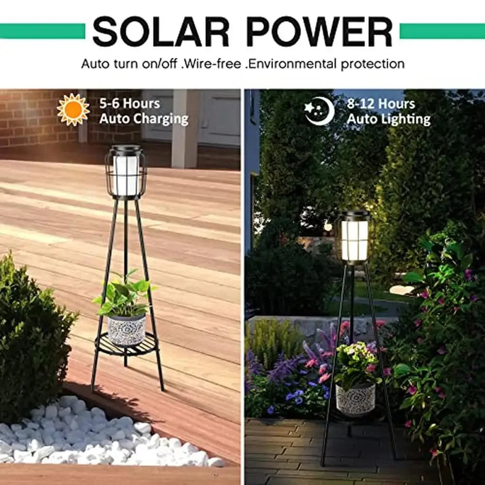 Pack of 2 Solar Floor Lamps with Plant Stand - Alia's Home Things  