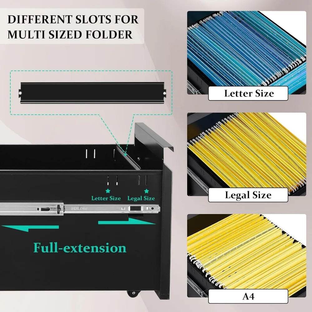 3-Drawer Metal Filing Cabinet - Alia's Home Things  