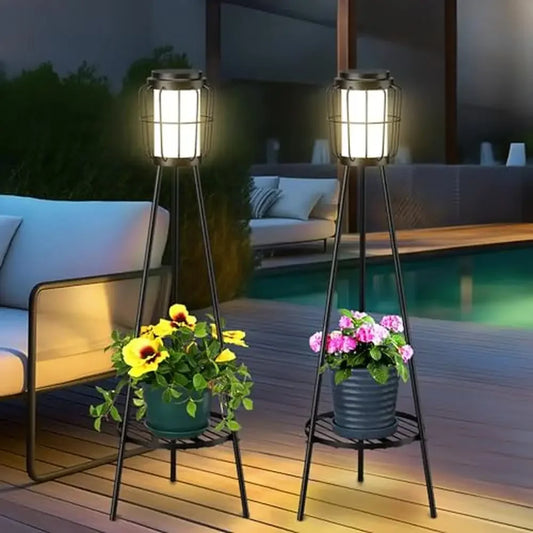 Pack of 2 Solar Floor Lamps with Plant Stand - Alia's Home Things  