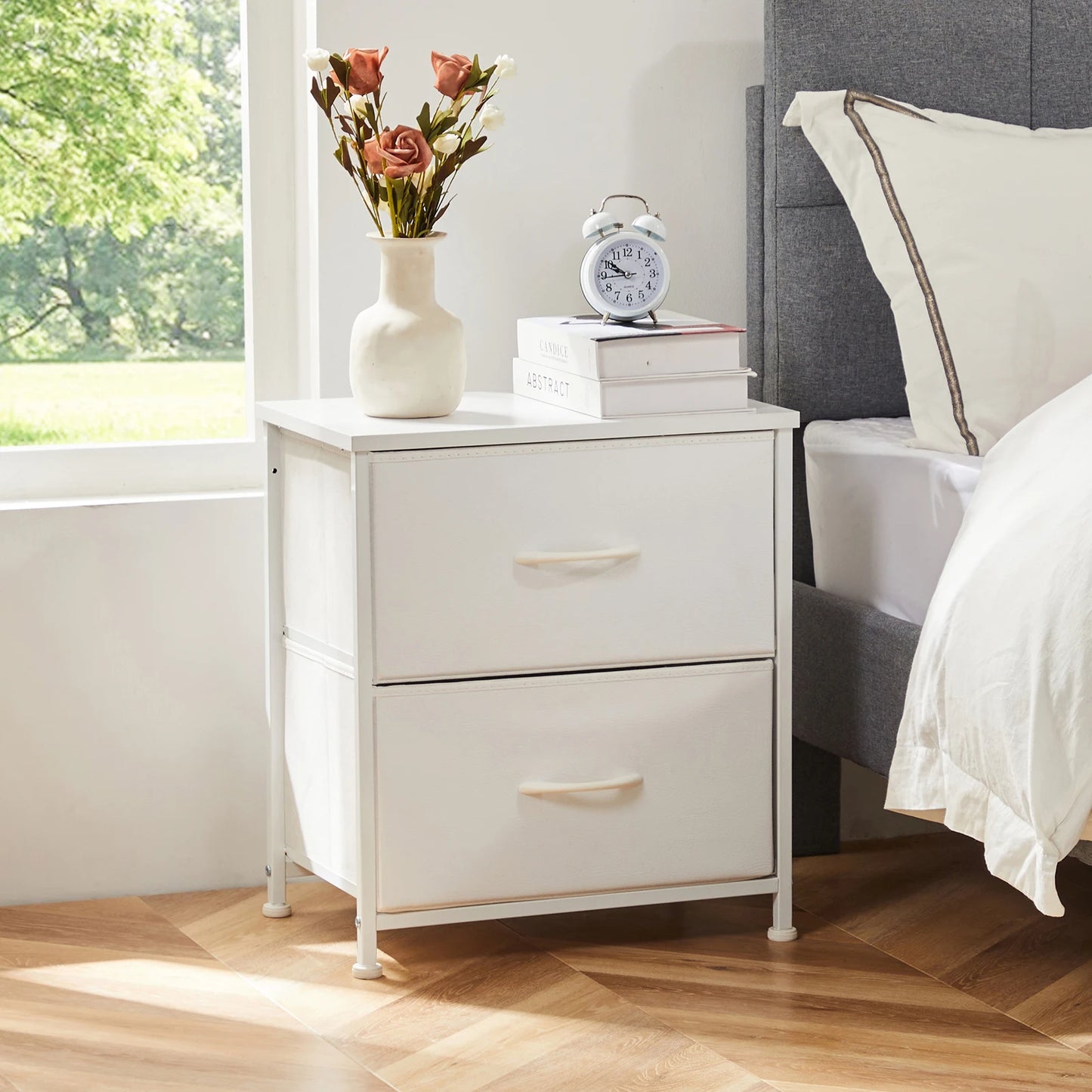 Nightstand With 2 Fabric Drawers - Alia's Home Things  