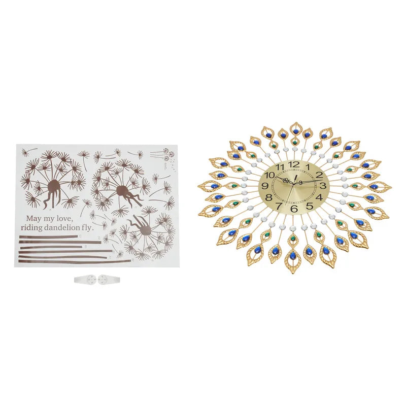 Luxury Large Clock 3D Peacock Retro Wall Decor - Alia's Home Things  