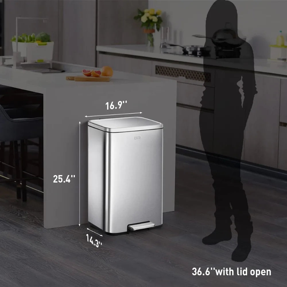 Brushed Stainless 50 Liter/13.2 Gallon Step Trash Can - Alia's Home Things  