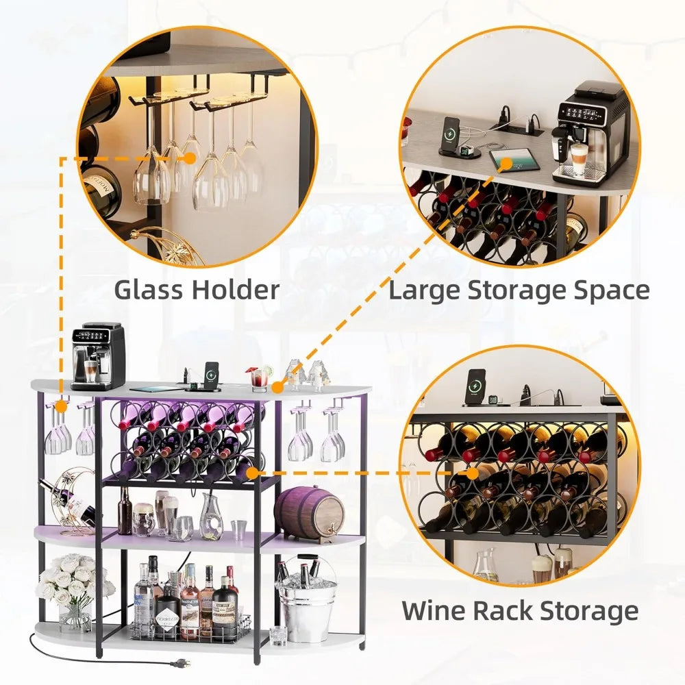 Freestanding Coffee Liquor Bar Cabinet with Glass Holder - Alia's Home Things  