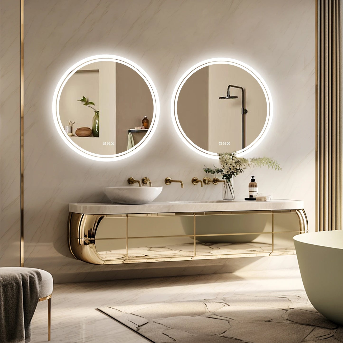 Illuminated Wall Mounted Lighted Mirror Anti-Fog 3 Colors Change - Alia's Home Things  