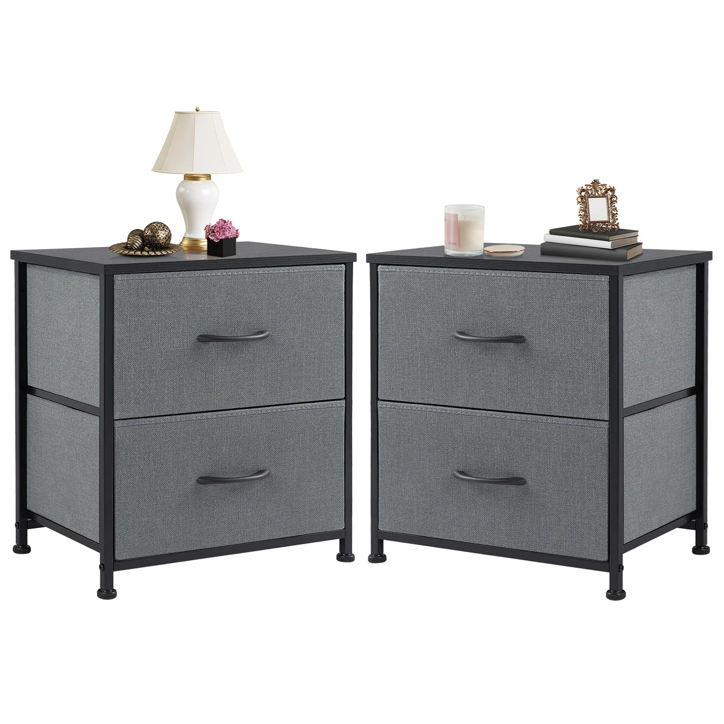 Nightstand With 2 Fabric Drawers - Alia's Home Things  