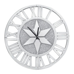 Round Wall Clock Mirror Decorative Silver Glass - Alia's Home Things  