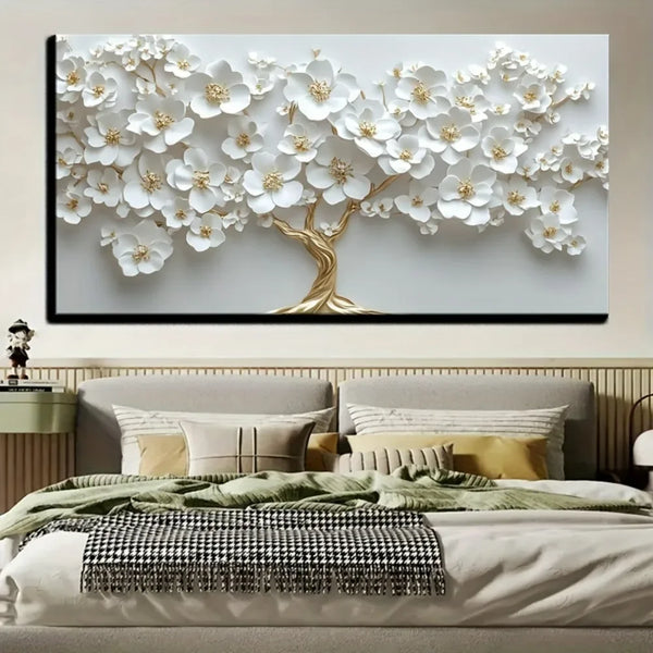 1 Nordic white flower oil painting on canvas - Alia's Home Things  