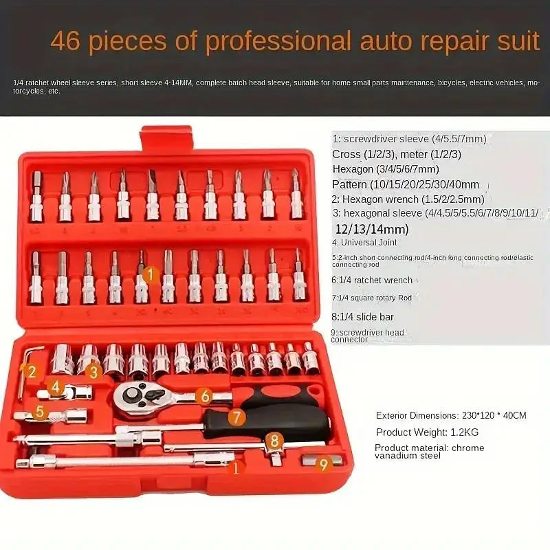 46PCS 1/4 inch Drive Socket Set - Alia's Home Things  