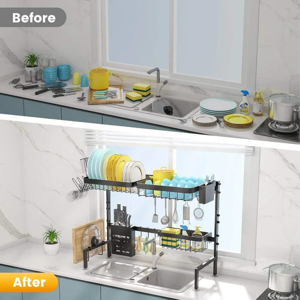 Over-the-Sink Dish Drying Rack, Adjustable Length - Alia's Home Things  