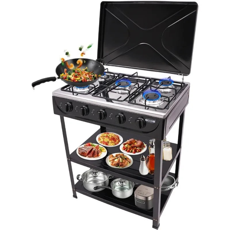Natural Gas Stove Outdoor 5-Burner with 2-Placement Boards - Alia's Home Things  