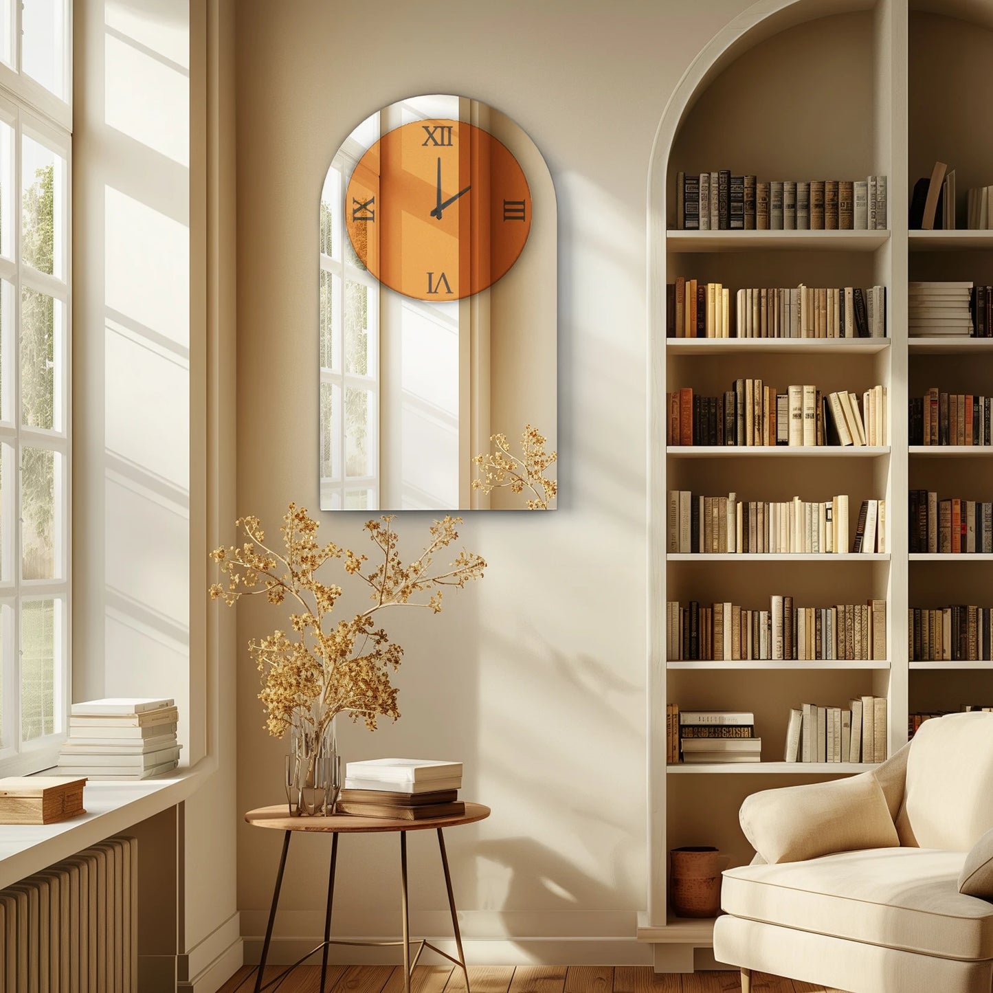 Arched Brown Tinted Glass Wall Mounted Clock - Alia's Home Things  