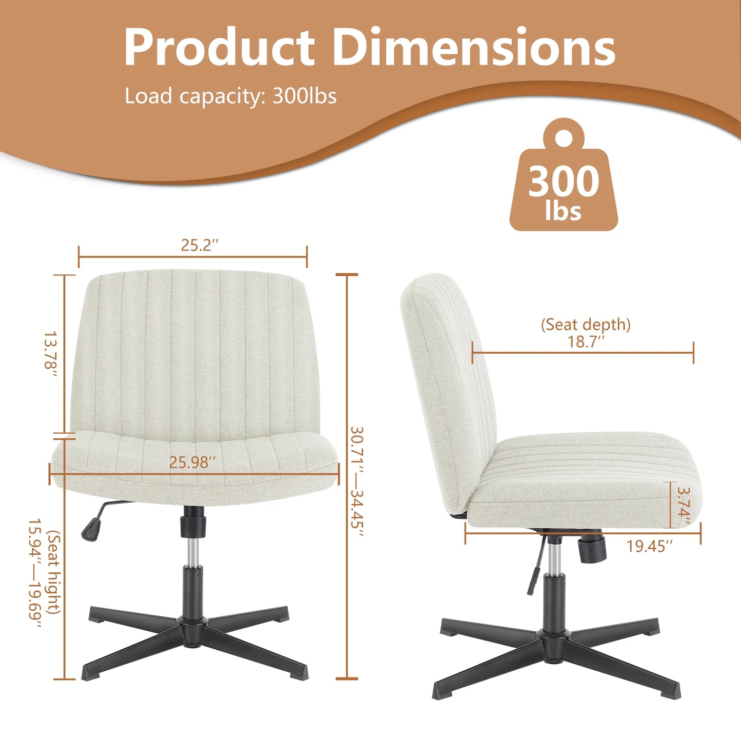 Armless Wide Desk Chair with Dual-Purpose Base - Alia's Home Things  